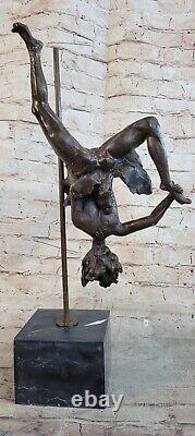 Bronze Sculpture Art Deco Metal Base Modern Abstract Nude Woman Acrobat Circus