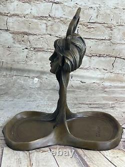 Bronze Sculpture Art Deco New Metal Woman Jewelry Flat Figurine Sale