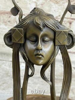 Bronze Sculpture Art Deco New Metal Woman Jewelry Flat Figurine Sale