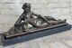 Bronze Sculpture Statue Art Deco Signed L. Bruns France Nude Woman With Her Dog