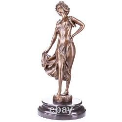 Bronze Sculpture of a Woman in Art Deco Antique Style Signed