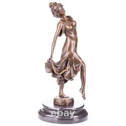 Bronze Sculpture of a Woman in Art Deco Antique Style Signed