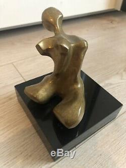 Bronze Statue Signed Michel Jaubert Original Art Deco Femme Nue Erotic Rare