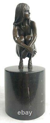 Bronze Woman, Erotic, Hair Nude Figure, 100% Sculpture, Lost Cire Art Deco