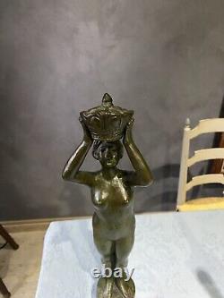 Bronze Woman Statue Art Deco. Yonejiichi Sculptor Japan 1930. YONEJIICHI