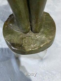 Bronze Woman Statue Art Deco. Yonejiichi Sculptor Japan 1930. YONEJIICHI