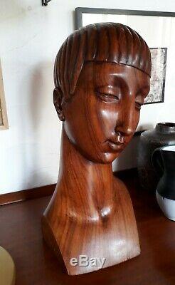 Bust Woman 1925 Art Deco Era Jacques Adnet Rosewood