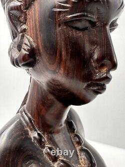 Bust of Africanist woman in Art Deco style in rosewood and marble