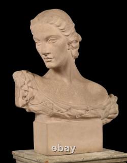 Bust of Woman S. Bonome, F. Barbedienne Art Deco Mid Century Vintage Sculpture