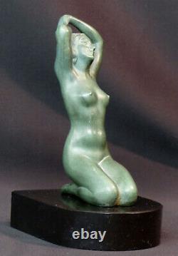 C 1920 Superb Statue Sculpture Metal Art Nouveau Déco 19cm1.4kg Woman Bare Base