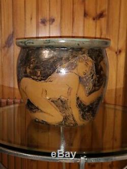Cache Terracotta Pot Glazed Stoneware Erotic Naked Woman 1925 1930 Art Deco