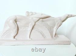 Ceramic Art Deco Woman Dew Cracked And Greyhound Dlg Fontinelle