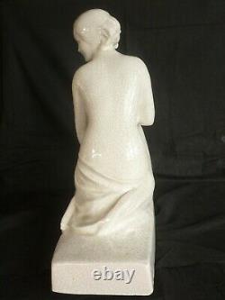 Ceramic Craquelee Art Deco Young Woman Signed G. Ninin 1930 Beautiful State