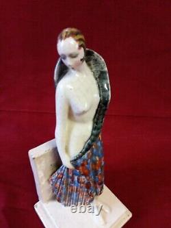 Ceramic Women Color Craquele Art Deco Prunet