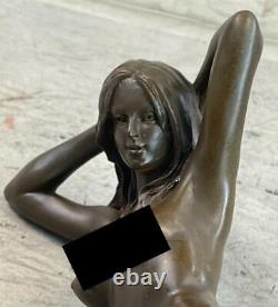 Chair Sexy Young Woman Bronze Sculpture Signed Original Erotique Art Deco Sale
