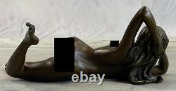 Chair Sexy Young Woman Bronze Sculpture Signed Original Erotique Art Deco Sale