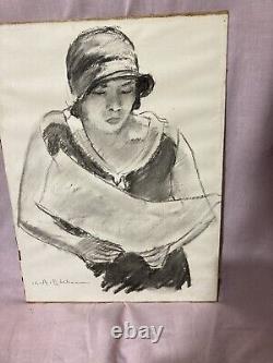 Charles Auguste Edelmann Original Drawing Fashion Woman Art Deco 1920s