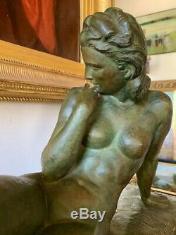 Cipriani Ugo (1887-1960) Woman Allangue Large Sculpture Art Deco Period