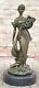 Classic Art Deco Bronze Sculpture Of Woman With Flower Basket By Milo