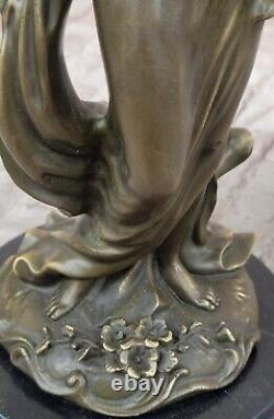 Classic Art Deco Bronze Sculpture of Woman with Flower Basket by Milo