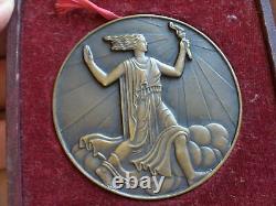 Claude Léon Mascaux Art Deco Medal Woman & Torch Bronze Arthus Bertrand