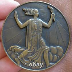 Claude Léon Mascaux Art Deco Medal Woman & Torch Bronze Arthus Bertrand