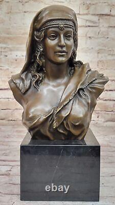 Collector's Edition Classic Art Deco Woman Bronze Bust Statue Figurine