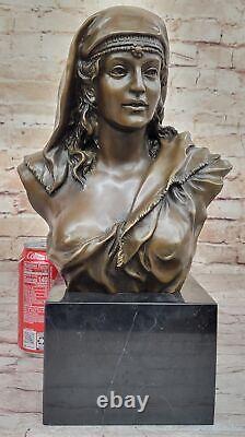 Collector's Edition Classic Art Deco Woman Bronze Bust Statue Figurine