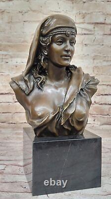 Collector's Edition Classic Art Deco Woman Bronze Bust Statue Figurine