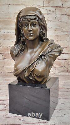 Collector's Edition Classic Art Deco Woman Bronze Bust Statue Figurine