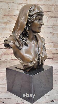 Collector's Edition Classic Art Deco Woman Bronze Bust Statue Figurine