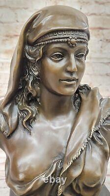 Collector's Edition Classic Art Deco Woman Bronze Bust Statue Figurine