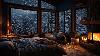 Cozy Winter Ambience With Relaxing Fireplace And Falling Snow For Relaxation Or Sleep