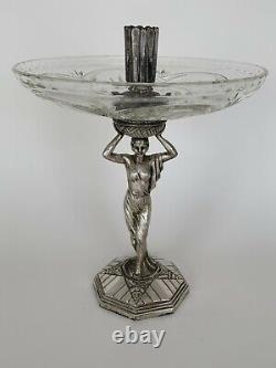 Cup Art Deco 1930 Regulated Silver Cristal Woman Denudee Table Center E641