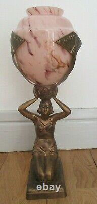 Cup Holder Statue Woman Dancer Regulated Patina Bronze Art Decoration Vase Marmorean