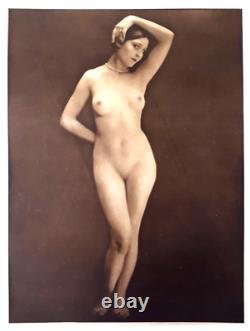 Curious Art Deco Large Erotic Photography Nude Woman Original Antique Print