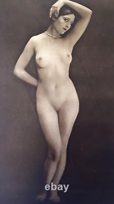 Curious Art Deco Large Erotic Photography Nude Woman Original Antique Print