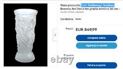 Curt SCHLEVOGT Vase Art GLASS Bas Relief ART DECO naked woman Czech Republic