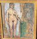 Dominic Avetrani (1895-1976) Standing Nude Woman. Oil Painting On Cardboard