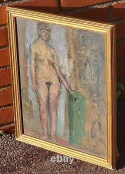 DOMINIC AVETRANI (1895-1976) Standing Nude Woman. Oil painting on cardboard