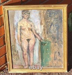 DOMINIC AVETRANI (1895-1976) Standing Nude Woman. Oil painting on cardboard