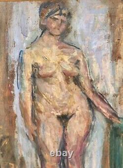 DOMINIC AVETRANI (1895-1976) Standing Nude Woman. Oil painting on cardboard