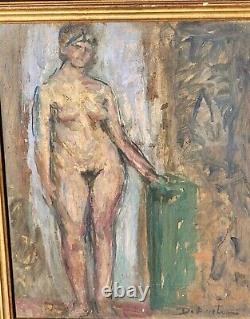 DOMINIC AVETRANI (1895-1976) Standing Nude Woman. Oil painting on cardboard