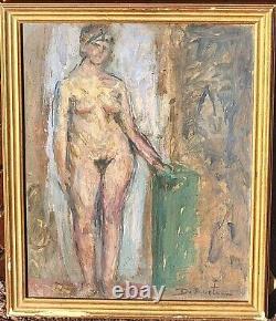 DOMINIC AVETRANI (1895-1976) Standing Nude Woman. Oil painting on cardboard