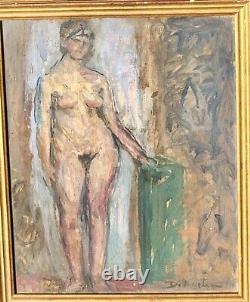 DOMINIC AVETRANI (1895-1976) Standing Nude Woman. Oil painting on cardboard