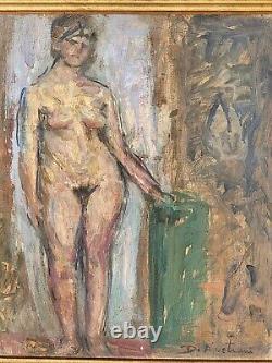 DOMINIC AVETRANI (1895-1976) Standing Nude Woman. Oil painting on cardboard