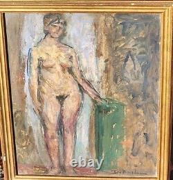 DOMINIC AVETRANI (1895-1976) Standing Nude Woman. Oil painting on cardboard