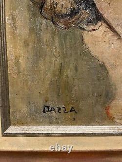 Dazza Louis Oil S/ Canvas Portrait Of Woman Naked Tits Painting Dlg J-g Domergue