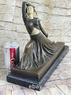 Decorative Bronze Sculpture Figurative Exotic Dancer Woman Art Deco Signed