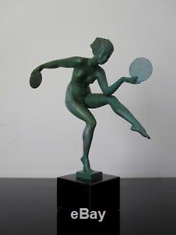 Derenne Old Woman Dancer Statuette. Art Deco. Max Le Verrier. Signed